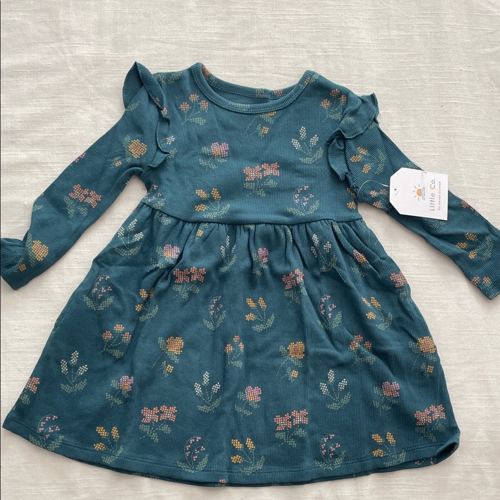Teal Floral Kids Dress
